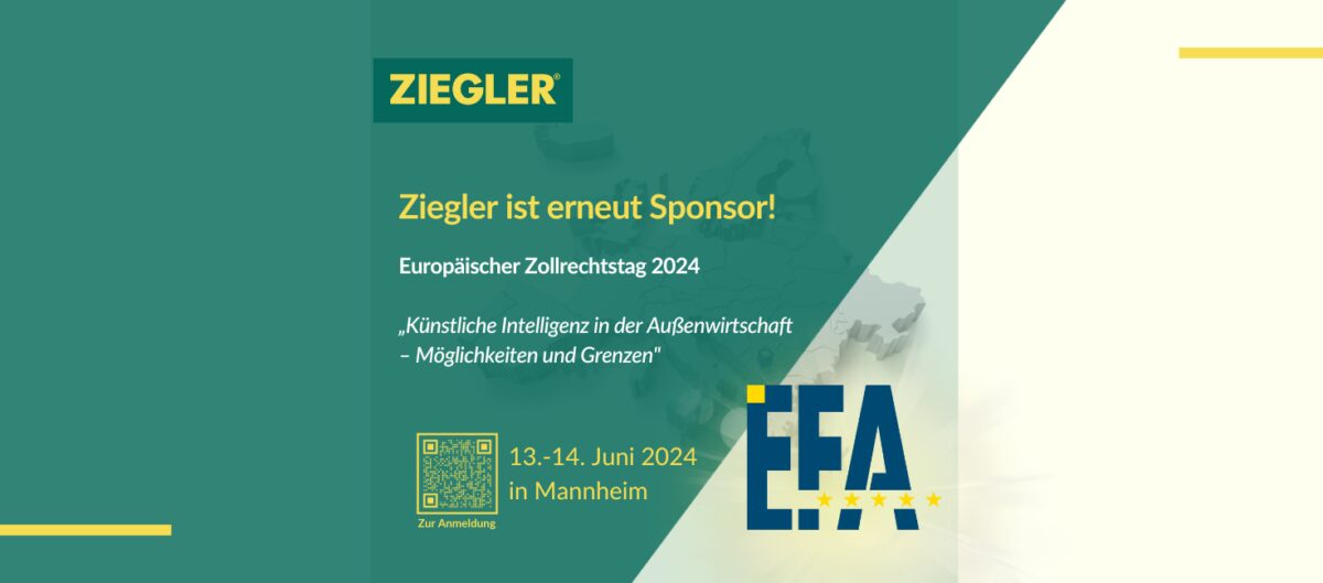 Ziegler ist erneut Sponsor des Europäischen Zollrechtstages!